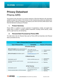 Privacidad de Prisma AIRS