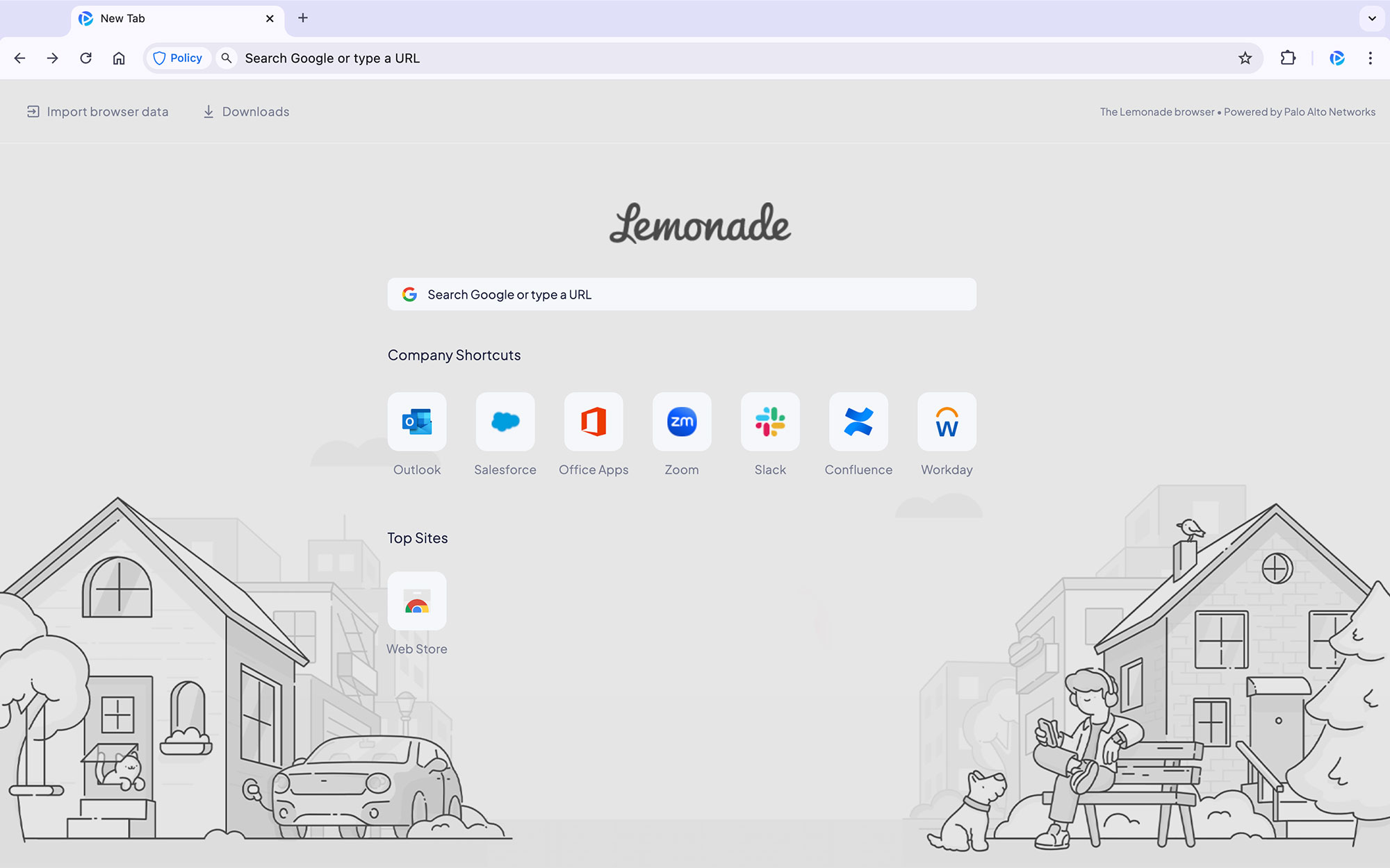 pestaña nueva de Lemonade con Prisma Browser